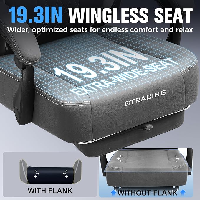 GTPLAYER Big and Tall Gaming Chair Breathable Fabric Computer Chair with Strong Lumbar Support Comfortable Office Chairs with Pocket Spring Cushion High Back Ergonomic Desk Chairs with Footrest