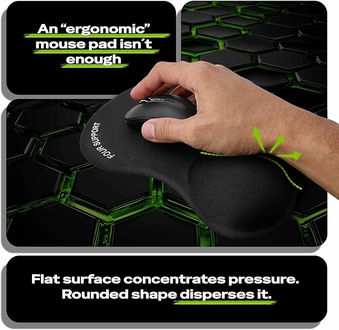Ergonomic Gel Mouse Pad with Wrist Rest for Pressure-Relief – Orthopedic Style Wrist Support Physiotherapist Recommended 10.1L x 8.5W inches