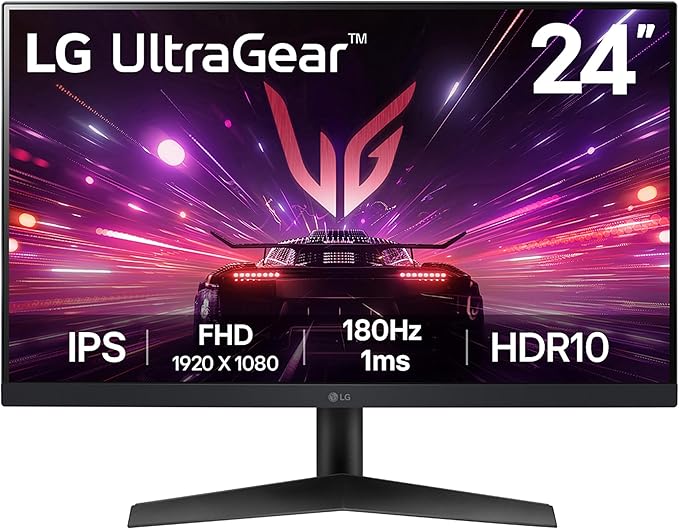 LG 24GS60F-B Ultragear 24-inch IPS Gaming Monitor FHD (1920x1080) 180Hz 1ms AMD FreeSync G-Sync Compatible HDR10 HDMI DisplayPort Black