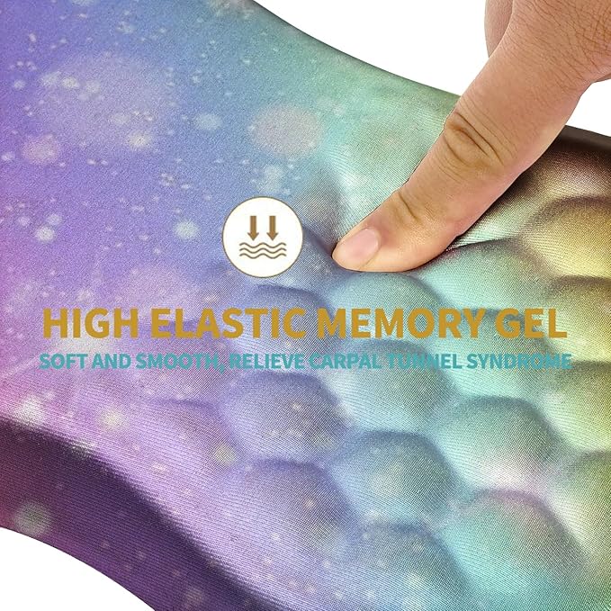 Hokafenle Ergonomic Mouse Pad Wrist Support with Massage Design Wrist Rest Pain Relief Mousepad with Memory Foam&ampNon-Slip PU Base Mouse Pads for Wireless Mouse &amp Desk (12x8 inchRainbow Bubb