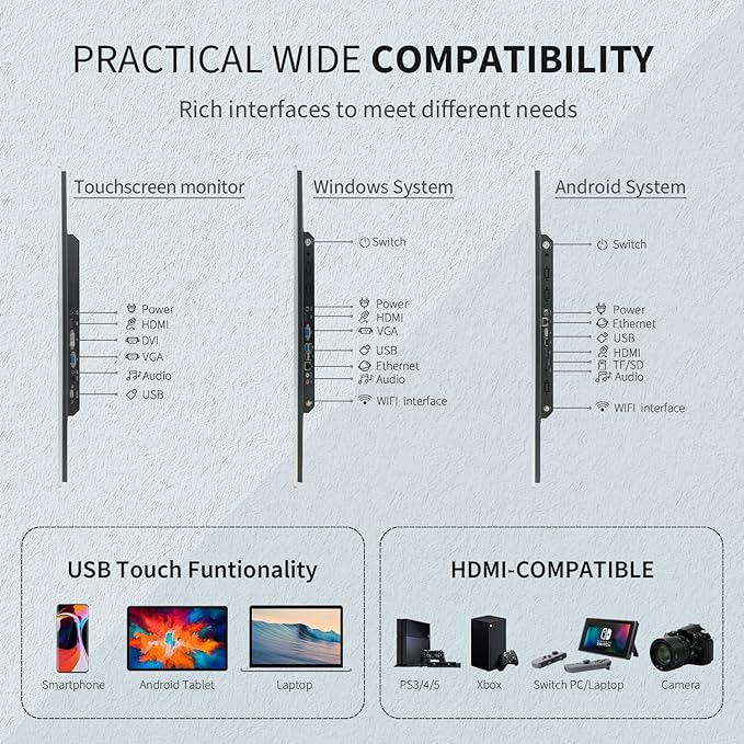 23.8 inch Android 14 Touchscreen Monitor Tablet 16:9 FHD 1080P WiFi &amp BT Built-in Speakers RK3576 8GB RAM &amp 128GB ROM Smart Board for Classroom Meeting &amp Game
