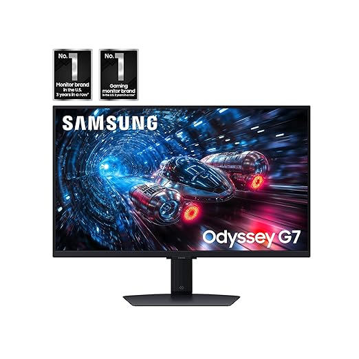 Samsung 27” Odyssey G7 G70F FHD Resolution Gaming Monitor Fast IPS Dual Mode 4K 180Hz Refresh Rate NVIDIA G-Sync Compatible AMD FreeSync™ Premium Ergonomic Stand LS27FG706ENXZA