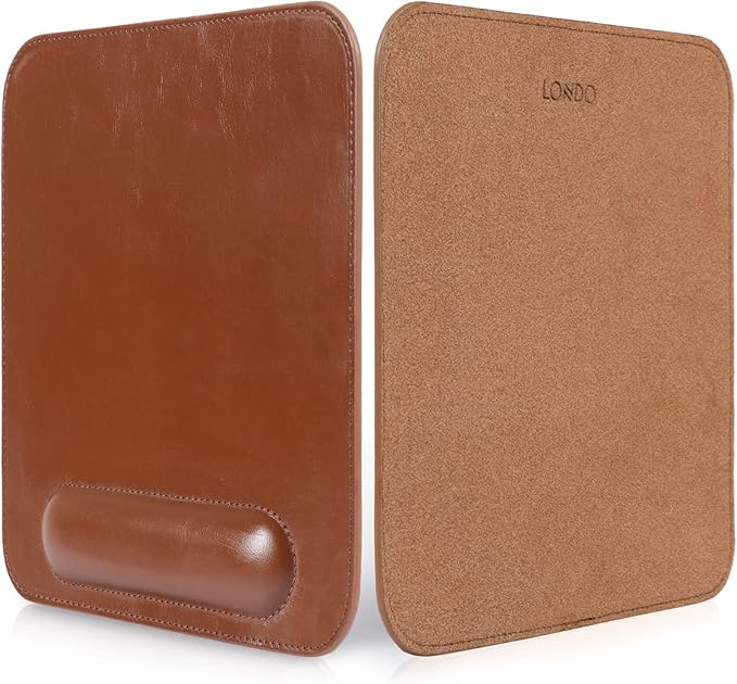 Londo Leather Mouse Pad with Wrist Rest – Ergonomic Support Non-Slip Base Smooth Surface