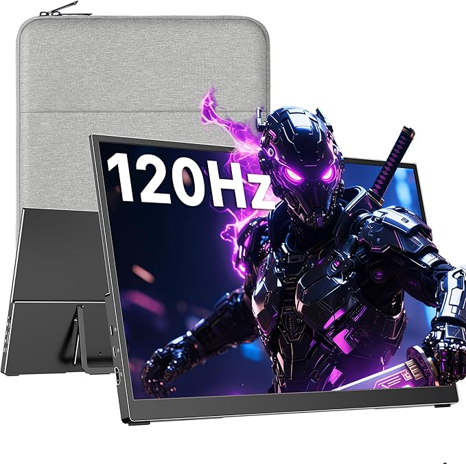 cocopar Portable Monitor 18.5 Inch 2K QHD 120Hz 120% sRGB Travel Monitor with Speaker HDMI USB-C Second Screen for Laptop MacBook Surface PC Xbox PS4/5 VESA Mountable with Kickstand