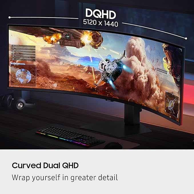 SAMSUNG 49-inch Odyssey G9 (G91F) DQHD 144Hz Curved Gaming Monitor Ultra-Wide 32:9 Screen DisplayHDR 600 AMD FreeSync™ Premium Pro Ergonomic Stand LS49FG910ENXZA 2025