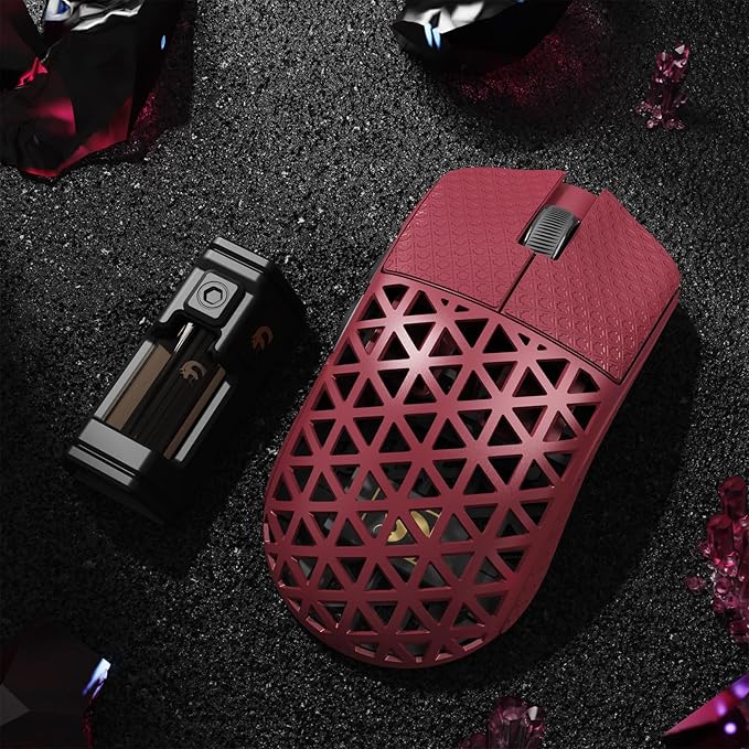MAMBASNAKE M5 Ultra Carbon Fiber 8000Hz Wireless Gaming Mouse 39g Superlight 42000DPI PAW3950MAX Sensor Nordic 52840 MCU Chip Bluetooth/2.4G/USB-C Wired Mice with Coiled Cable for PC/Mac (White)