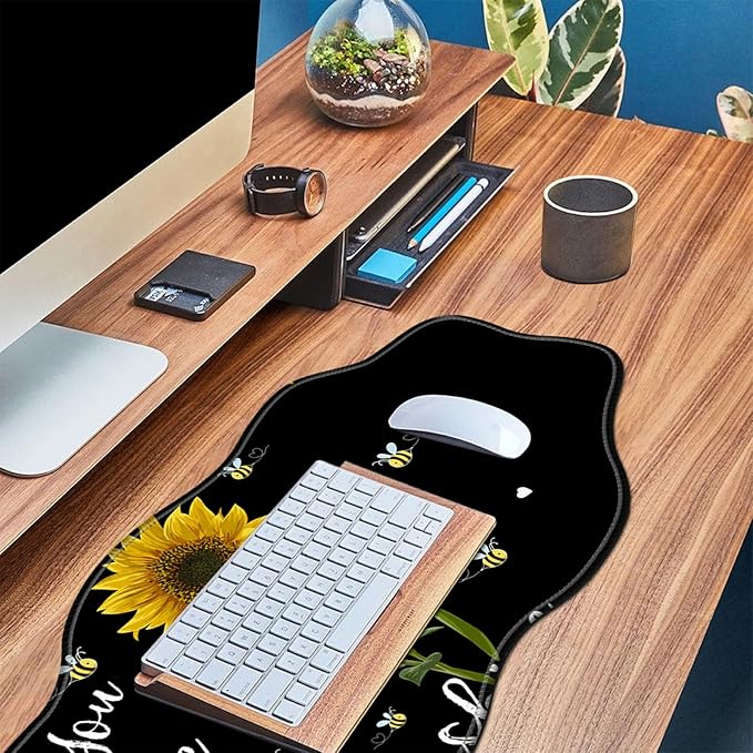 Sunflower Desk Mat Mouse Pad 35.4X15.7 XL Extended Mousepad Huge Mouse Pads with Stitched Edges Desk Pad for Work Game Office Home