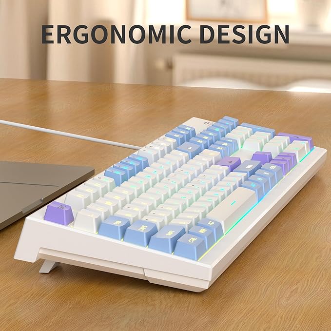 MageGee Creamy KeyboardsK2 Classic Keyboard Wired RGB Backlit 104 Keys Waterproof Ergonomic KeyboardPC Keyboards for PC/loptop/MAC - Lris Violet