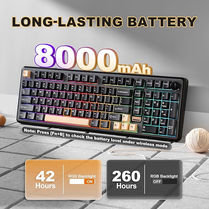 YUNZII B98 PRO QMK/VIA Wireless Mechanical Gaming Keyboard 96% Layout with Numpad and Cute Cat Knob BT/2.4G/USB-C Pre-Lubed Switch Hot Swap Gasket RGB for Win/Mac (Black Milk V2 Linear Switch)