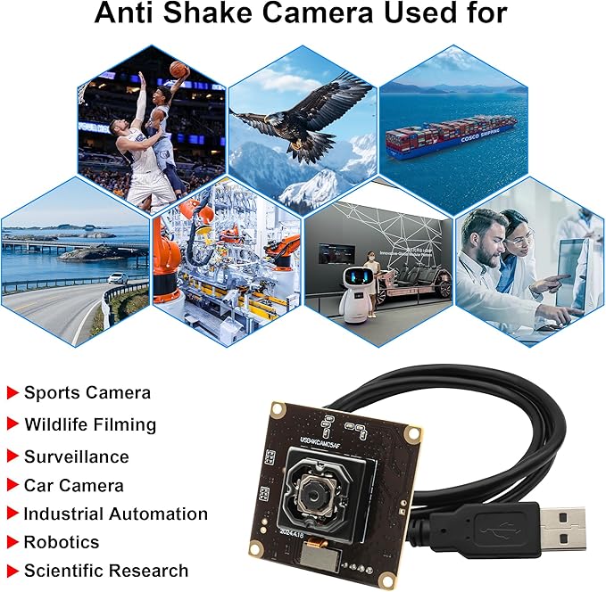 SVPRO 4K Autofocus USB Camera Module with in-Body Image Stabilization IBIS Camera Anti Shake Camera Board UVC Lightburn Camera3D Printer USB Plug in Camera for Computer Vision Industrial Camera