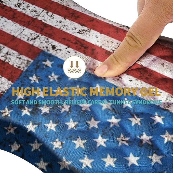 Hokafenle Ergonomic Mouse Pad Wrist Support with Massage Design Wrist Rest Pain Relief Mousepad with Memory Foam&ampNon-Slip PU Base Mouse Pads for Wireless Mouse &amp Desk (12x8 inchUSA Flag)