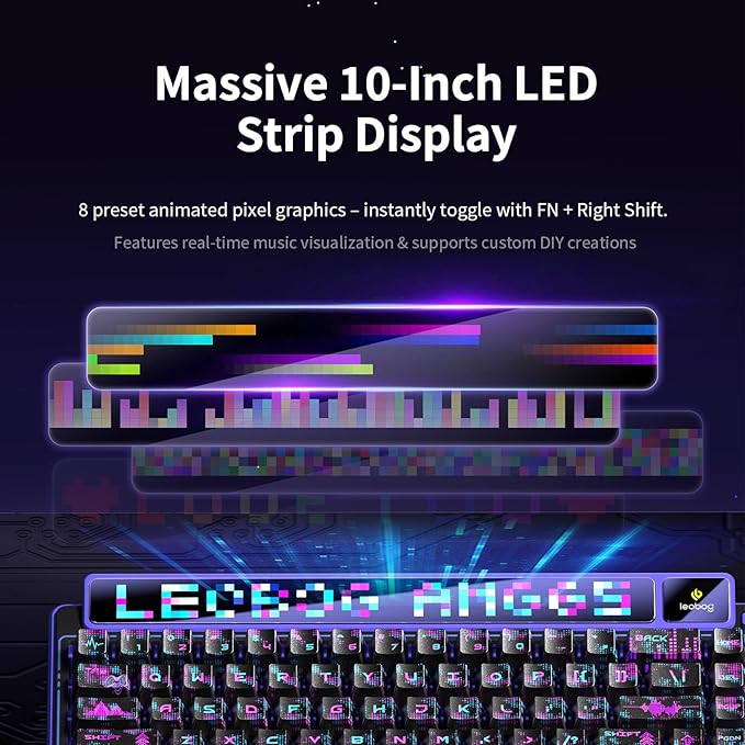 x Aula AMG65 Mechanical Gaming Keyboard with Dual Screen 65% Wireless Small Custom Keyboard RGB Bluetooth/2.4G/Wired Rapid Trigger Hot Swappable for Windows Laptop PC Mac - Purple
