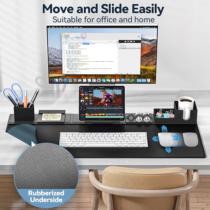 KDD Desk Pad Mat Set 6 in 1 Mouse Mat with Magnetic Desktop Storage Accessories DIY Feature for Phone and Tablet Stand/Cup Holder/Pen Card Holder/Cable Management for Home Office Accessories