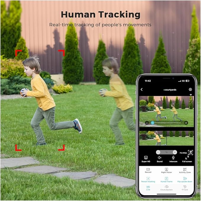 16MP WiFi Camera IP PTZ Three Screen 180° Wide Angle Auto Tracking 10X Digital Zoom 20MP Security Protection(U/S20MP with 32G Card)