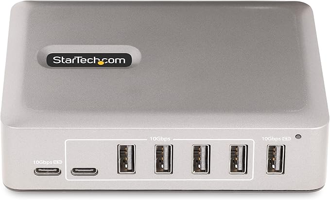 StarTech.com 7-Port USB-C Hub - 5X USB-A/2x USB-C - Self-Powered w/65W Power Supply - USB 3.1 10Gbps - Desktop/Laptop USB Hub w/3ft USB-IF Certified Locking Cable - USB C Splitter TAA