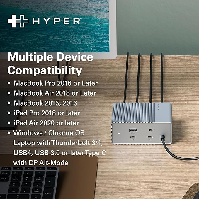 Hyperdrive USB-C &amp Thunderbolt 4 GEN 2 12-in-1 Docking Station 85W PD Dock for MacBook Pro/Air iPad PC 4k USB C Triple Display Hub 10Gbps Gigabit Ethernet
