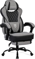 Vonesse Gaming Chair Reclining Fabric Gaming Chairs for Adults 250LBS Office Chair with Pocket Spring Cushion Computer Chair with Footrest and Massage Lumbar Support (Grey)