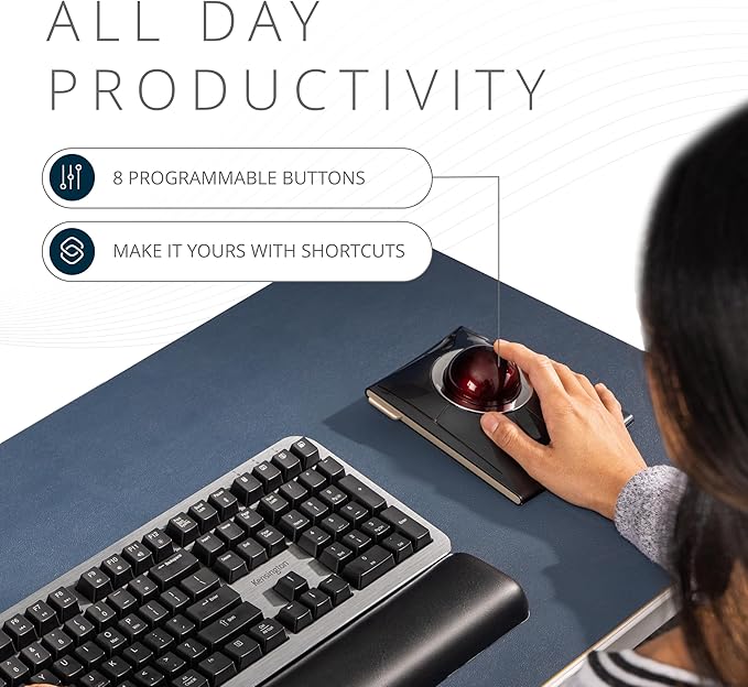 Kensington SlimBlade™ Pro Wireless Trackball Rechargeable Battery Bluetooth 2.4GHz Connection Options (K72080WW)