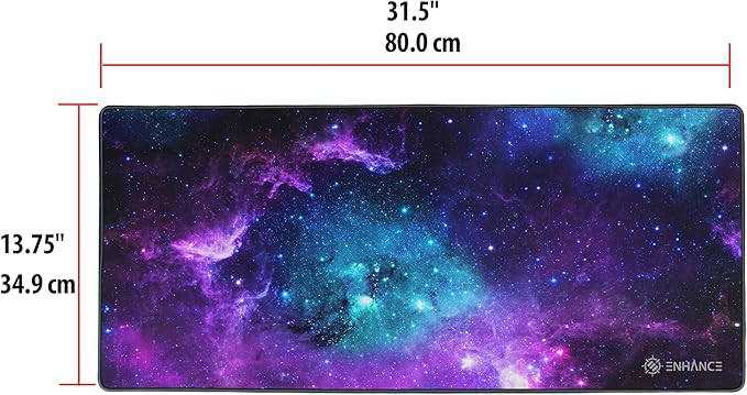ENHANCE Extended Gaming Mouse Pad XL Mouse Mat Desk Accessories - Anti-Fray Stitching and Low-Friction Tracking Surface Non-Slip Backing for Professional eSports - Dimensions: 80 x 32.5 cm - Galaxy