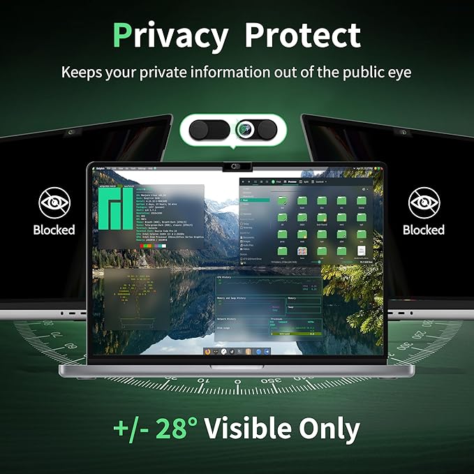 Privacy Screen for MacBook Air 15 Inch M2/M3/M4(2023-2025)--A3241 A2941 A3114 Anti Blue Light Glare Filter Removable Computer Protector Bubble-Free Monitor Shield Laptop Film With Camera Cover