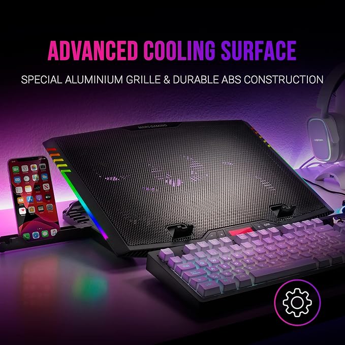 Mars Gaming MNBC5 XL Cooling Base &amp Stand ARGB 6 Fans Smartphone Holder