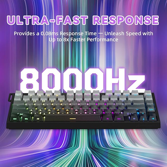 ATTACK SHARK R82HE Rapid Trigger Wired Mechanical Gaming Keyboard TKL NKRO RGB with 8K Polling0.005mm Accuracy256K Scan Rate5 Layer Sound DampedHall Effect Magnetic Switch for PC Mac(Moonlight)