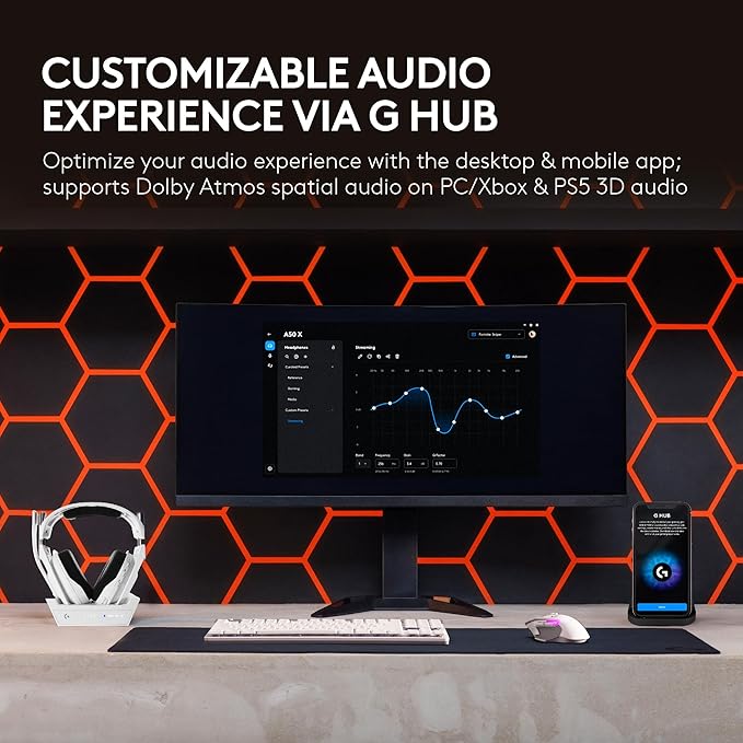 Logitech G Astro A50 X Multi-Platform Wireless Gaming Headset + Base Station for PS5/Xbox/PC: PLAYSYNC Video &amp Audio Switcher HDMI 2.1 4K 120Hz VRR &lt24bit/48kHz 24hr Battery 2.4GHz &amp BT