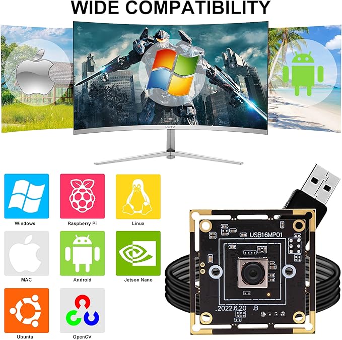 SVPRO Autofocus USB Camera Module for ComputerIMX298 16MP CMOS USB Camera for OpenCV LightBurn UVC Video CameraIndustrial Webcam Board for 3D PrinterRaspberry Pi with 3.3ft/1m Cable