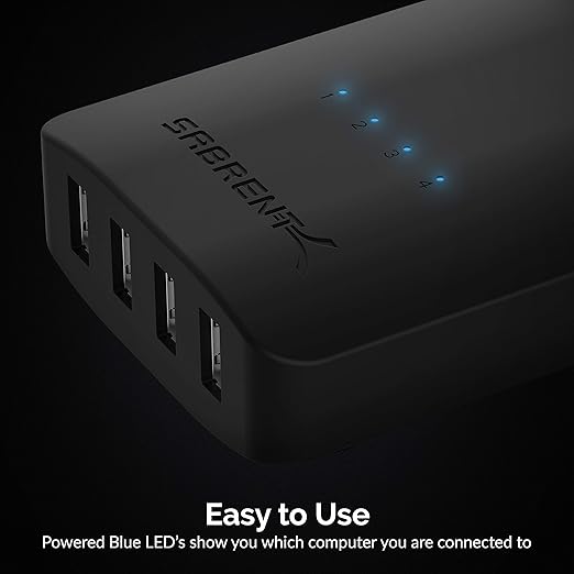 SABRENT USB 2.0 Sharing Switch up to 4 Computers and Peripherals LED Device Indicators (USB-USS4)