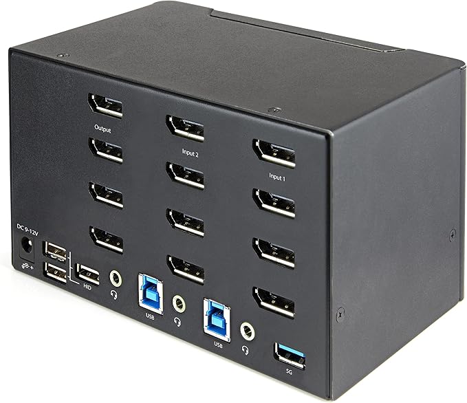 StarTech.com 2 Port Quad Monitor DisplayPort KVM Switch - 4K 60Hz UHD HDR - Desktop 4K DP 1.2 KVM with 2 Port USB 3.0 Hub (5Gbps) &amp 4X USB 2.0 HID Ports Audio - Hotkey Switching - TAA (SV231QDPU3