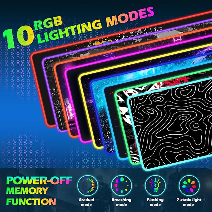 ToLuLu RGB Wireless Charging Gaming Mouse Pad 7.5/10/15W 10 Light Modes LED Mouse Pad Computer Keyboard Mat Mousepad 800x300x4MM Extended Large Desk Pad for Gamer Black and White Abstract Lines