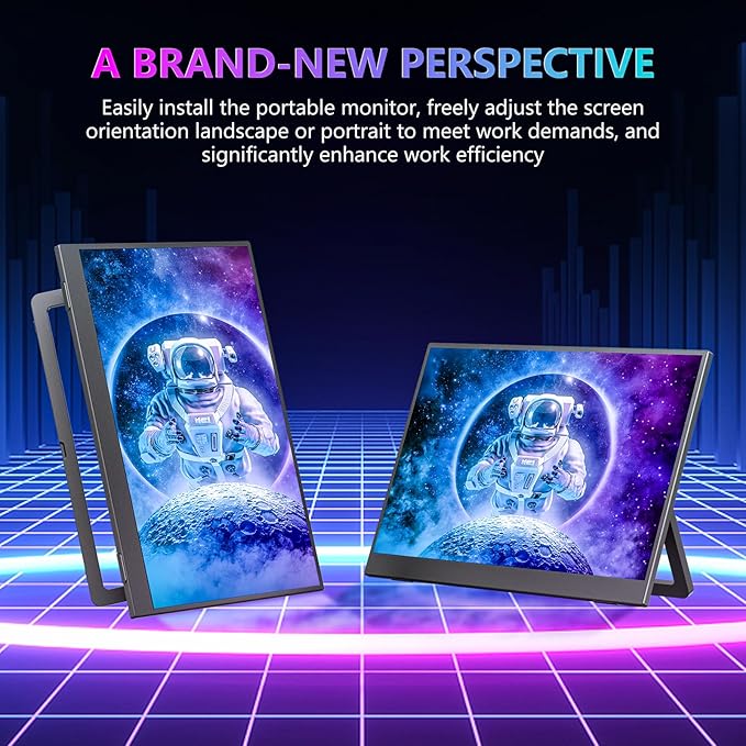 WUAWE Small Portable Monitor Kickstand 14 inch FHD 1200P Ultra Slim for Laptop Monitor Second Screen Dual Speakersfor Laptop PC Phone Xbox PS4/PS5 Switch