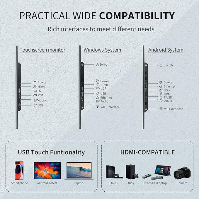 23.8 inch Android 11 Touchscreen Monitor Tablet 16:9 FHD 1080P WiFi &amp BT Built-in Speakers RK3568 4GB RAM &amp 32GB ROM Smart Board for Classroom Meeting &amp Game