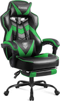 Vonesse Gaming Chair High Back Gaming Chair with Footrest and Massage Gaming Chairs for Adults with Pocket Spring Cushion Big and Tall Reclining Computer Chair with Lumbar Support (Green/Black)