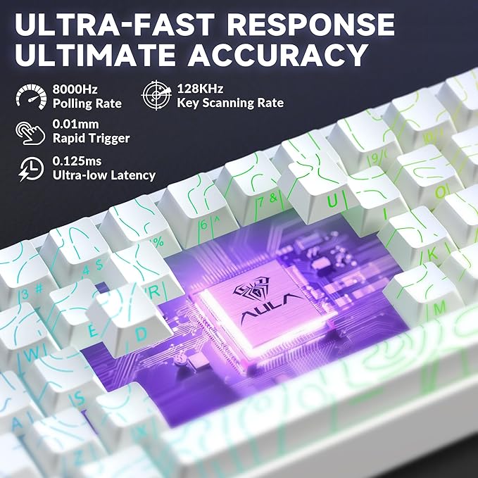 Aula WIN68 HE Ultra Wired Aluminum Mechanical Gaming Keyboard 60% Automated Input Adjustable Drive for Quick Trigger Mode 8000Hz Polling Rate Hall Effect Magnetic Switch RGB Backlit Keyboard