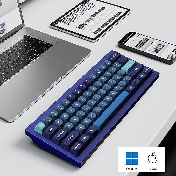 Keychron Q4 Wired Custom Mechanical Keyboard 60% Layout QMK/VIA Programmable Macro with Hot-swappable Gateron G Pro Red Switch Double Gasket Compatible with Mac Windows Linux (Navy Blue)