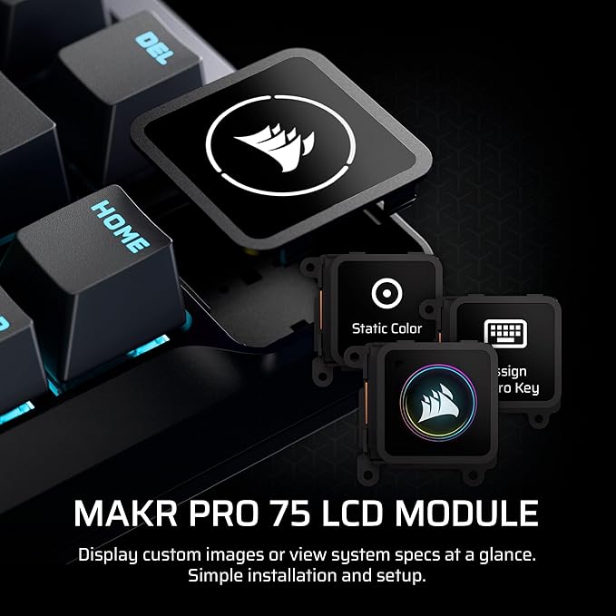 Corsair MAKR PRO 75 Hall Effect DIY Wired Magnetic Mechanical Gaming Keyboard – 75% Layout MGX Hyperdrive Switches Dual Actuation Rapid Trigger FlashTap SOCD 8000Hz US Layout – Black