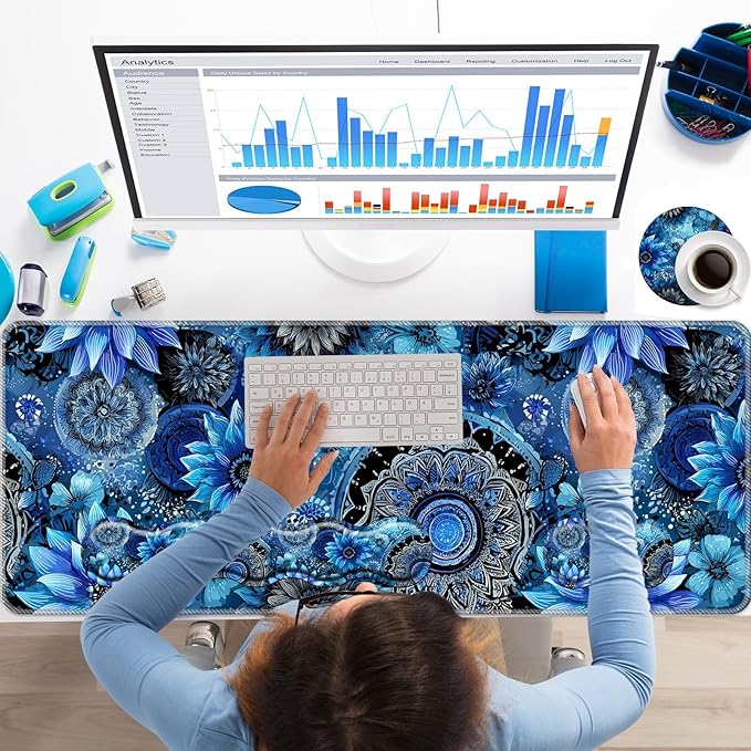 Keyboard Wrist Rest+Mouse Wrist Pad+Desk Pad SetMemory Foam Ergonomic Easy Typing Pain Relief for Computer Laptop Office Home - Mandala