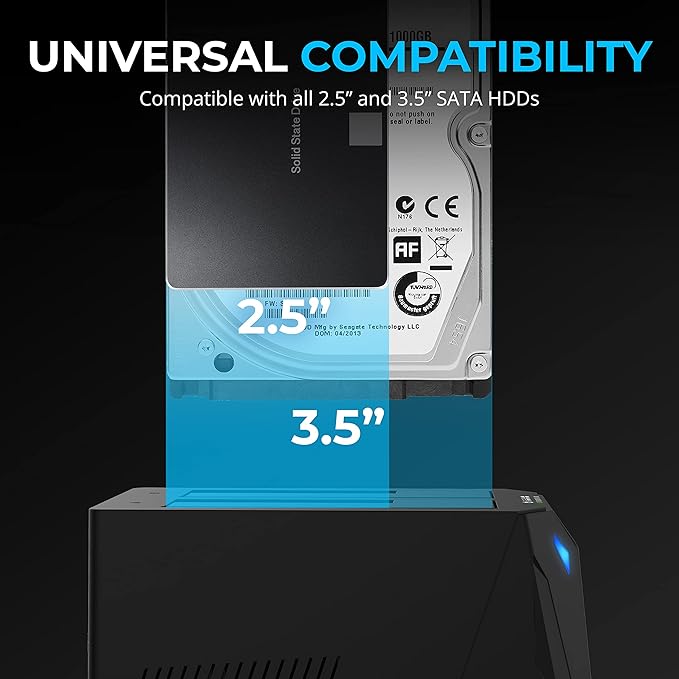 SABRENT USB 3.0 to SATA I/II/III Dual Bay External Hard Drive Docking Station for 2.5 or 3.5in HDD SSD with Hard Drive Duplicator/Cloner Function [20+TB Support] (EC-HD2B)