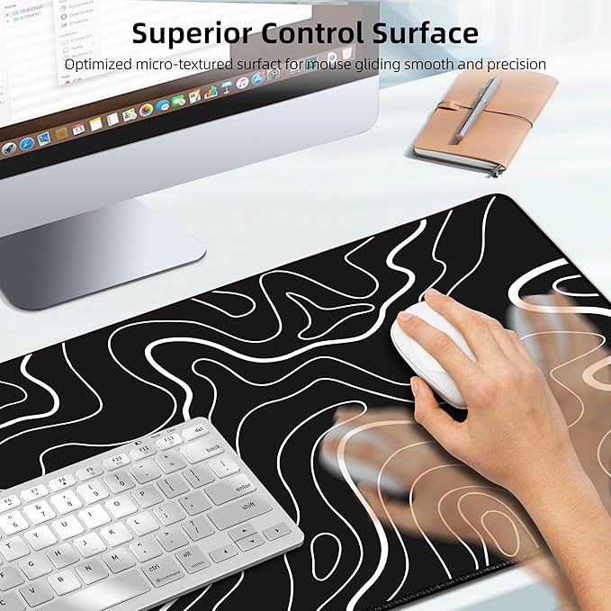 Mouse Pad with Wireless Charging Gaming Mouse Pad with Ultra-Smooth Surface Large XXL Desk Mat Non-Slip Mouse Mat Waterproof Computer Keyboard Pad for Gaming Desk Office PC 800x400x4MM Black