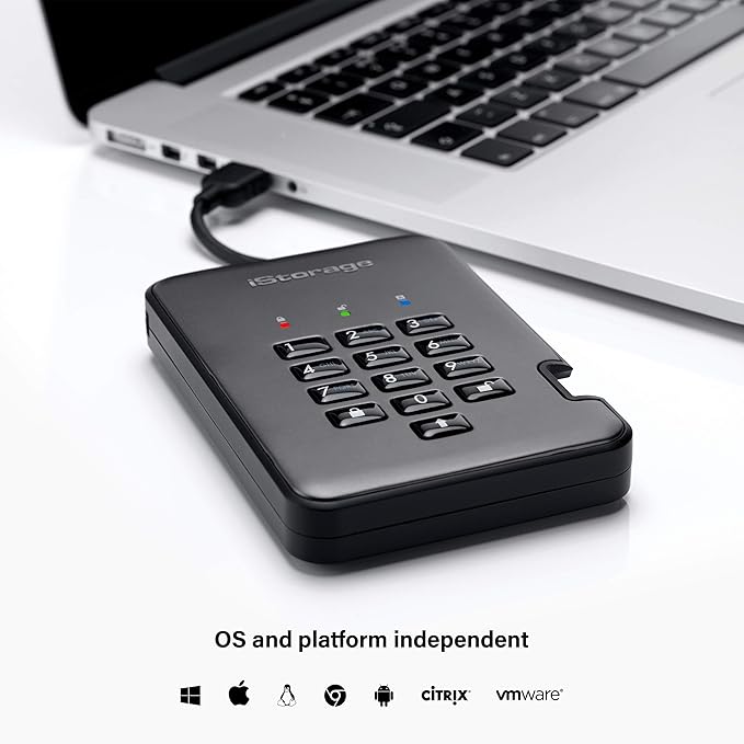 iStorage diskAshur PRO2 HDD 500 GB - Veilige harde schijf - FIPS Level 2 gecertificeerd - Beveiligd met een wachtwoord - Stof-/waterbestendig