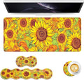 Keyboard Mouse Pad Set Extended Gaming Mouse Pad+Ergonomics Keyboard Wrist Rest Support Memory Foam Easy Typing Pain Relief 4Pcs XL Ultra Thick Desk MatVibrant Sunflower Field
