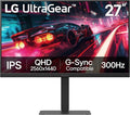LG 27G640A-B 27-inch Ultragear QHD (2560 x 1440) IPS Gaming Monitor 300Hz 1ms NVIDIA G-Sync AMD FreeSync Premium VESA DisplayHDR 400 HDMI 2.1 USB Type-C Tilt/Height/Swivel/Pivot Stand Black