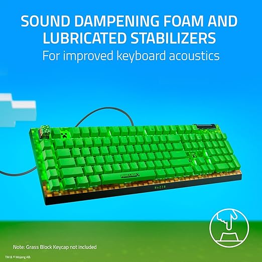 Razer BlackWidow V4 X Mechanical Gaming Keyboard: Green Switches Tactile &amp Clicky - 6 Macro Keys - Chroma RGB - Doubleshot ABS Keycaps - Sound Dampening &amp Stabilizers - Minecraft Edition