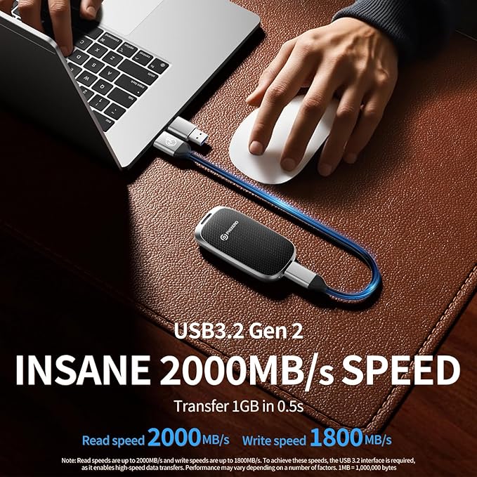 PHIXERO P20 External Portable SSD 2TBup to 2050Mb/sExternal Solid State Drives with 2 in 1 USB C Cable with LED IndicatorUSB 3.2 Gen 2 Portable Hard Drive for iPhone 15/16 PRO Mac PC &amp Laptop