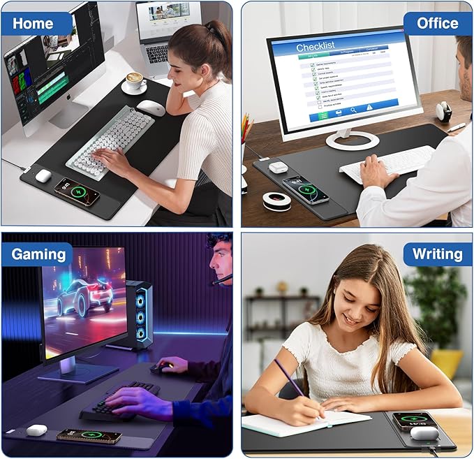Magnetic Wireless Charging Mouse Pad 31.5x15.8 Large Gaming Desk Mat for Keyboard/Laptop Non-Slip Base &amp 20W PD Adapter Waterproof Ultra-Smooth Surface Mousepad for Gamer Office &amp Home