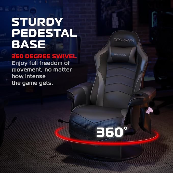 Respawn 900 Console Gaming Recliner with Footrest and Lumbar Support - Comfortable Ergonomic Gaming Chair with Headrest No Wheels Reclining Heavy Duty Racing Style Video Game Chairs - Gray