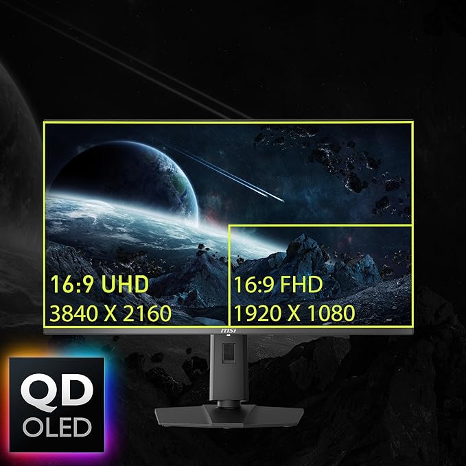 msi MAG 321UPX QD-OLED 32 4K UHD Quantum Dot OLED Gaming Monitor 3840 x 2160 0.03ms 240Hz True Black HDR 400 15W USB Type C HDMI DP Port