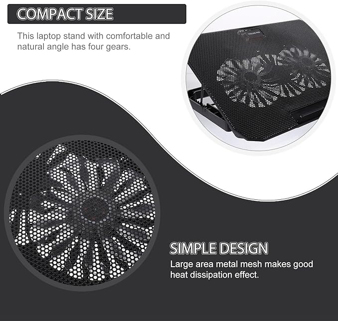 Kisangel Laptop Radiator Cooling Stand for Laptops USB Powered Metal Mesh Heat Dissipation Pad with Dual-core Fans Stable and Ergonomic Notebook Cooler for Gaming and Work