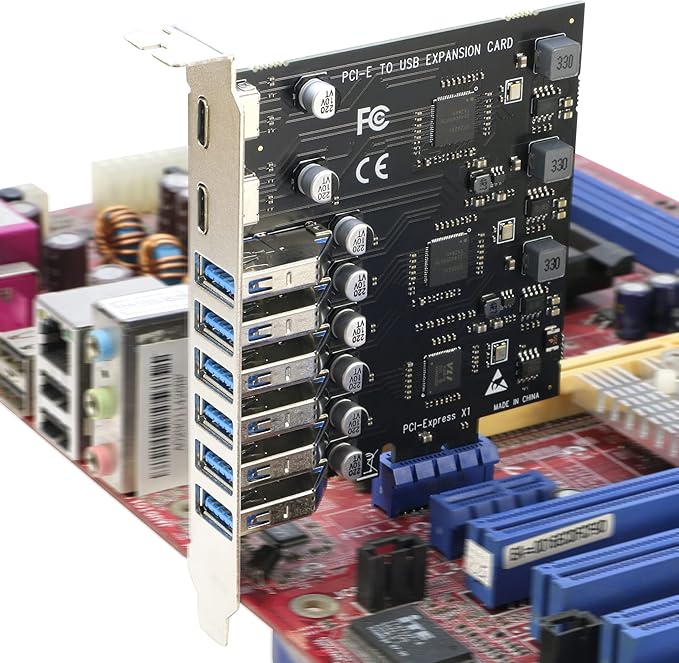 USB 3.0 PCIe Card RIITOP PCI-e to 2Port USB C + 6 Port USB 3.0 Internal Expansion Card 5Gbps